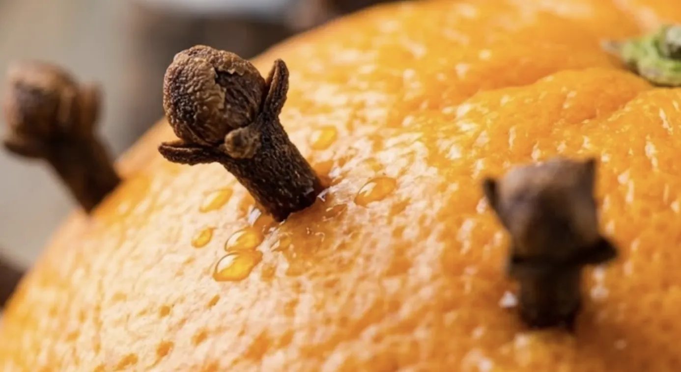 La naranja con clavos se seca poco a poco y perfuma el armario durante semanas